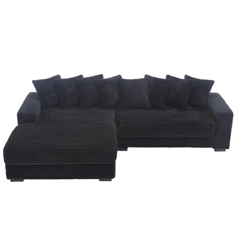 111 Corduroy L-Shaped Sectional Sofa with Oversized Left Chaise