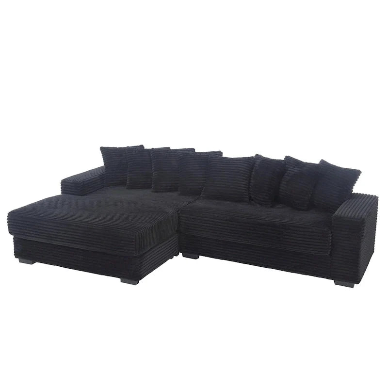 111 Corduroy L-Shaped Sectional Sofa with Oversized Left Chaise