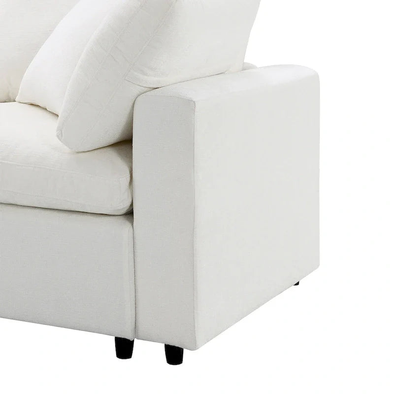 Beige 130 Chenille Cloud U-Shaped Sleeper Sectional Sofa, 6-Piece Modular Design