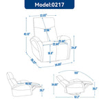 Blue Genuine Leather Power Recliner with Swivel & USB Charging