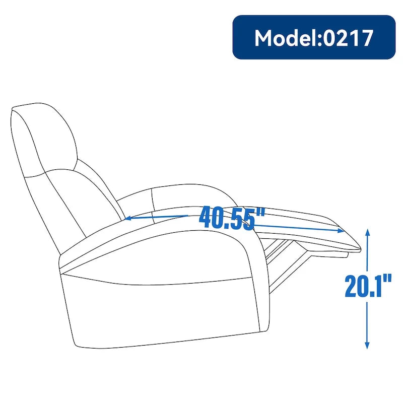 Blue Genuine Leather Power Recliner with Swivel & USB Charging