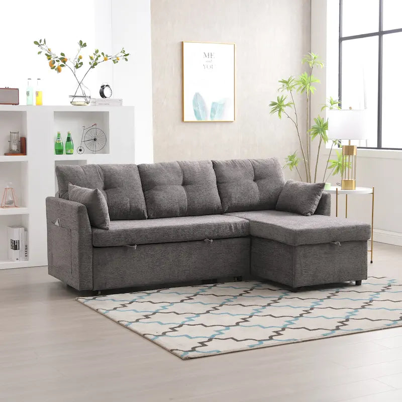 81.1 L-Shaped 3 Seater Sectional Sofa with Reversible Chaise, Storage Seats and Versatile Design