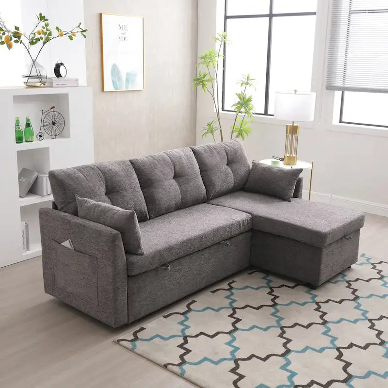 81.1 L-Shaped 3 Seater Sectional Sofa with Reversible Chaise, Storage Seats and Versatile Design