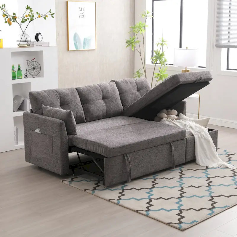 81.1 L-Shaped 3 Seater Sectional Sofa with Reversible Chaise, Storage Seats and Versatile Design