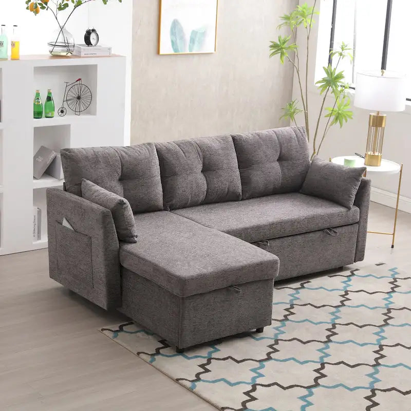81.1 L-Shaped 3 Seater Sectional Sofa with Reversible Chaise, Storage Seats and Versatile Design