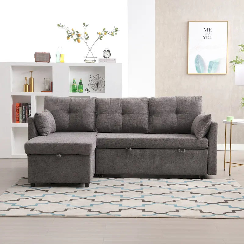 81.1 L-Shaped 3 Seater Sectional Sofa with Reversible Chaise, Storage Seats and Versatile Design