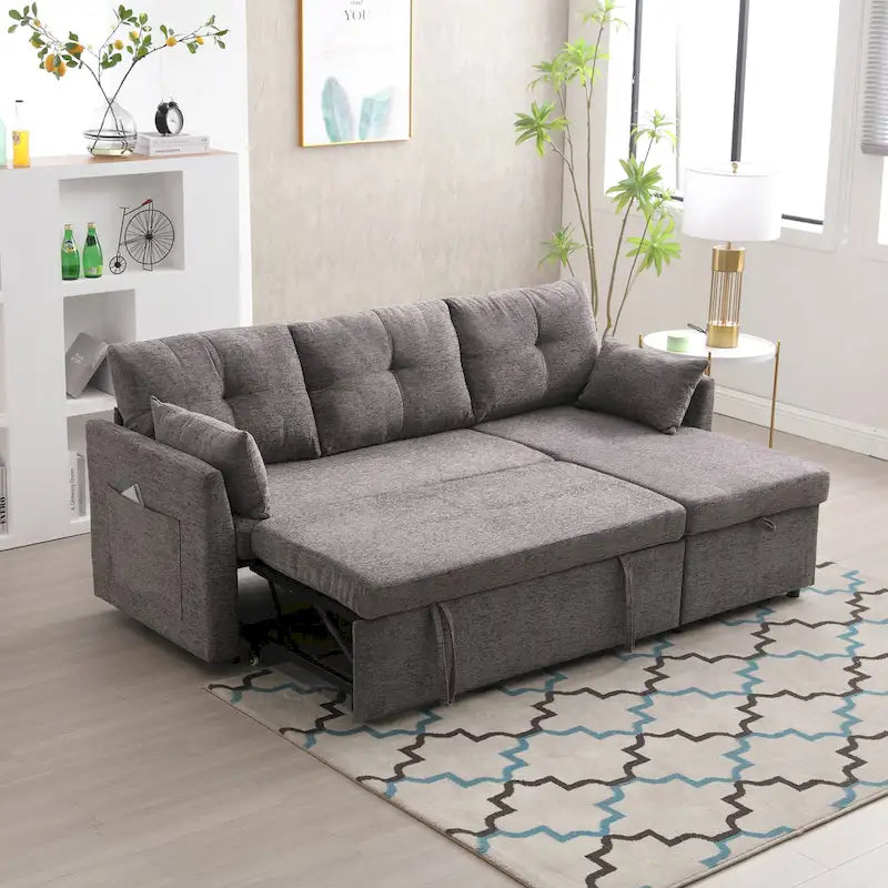 81.1 L-Shaped 3 Seater Sectional Sofa with Reversible Chaise, Storage Seats and Versatile Design