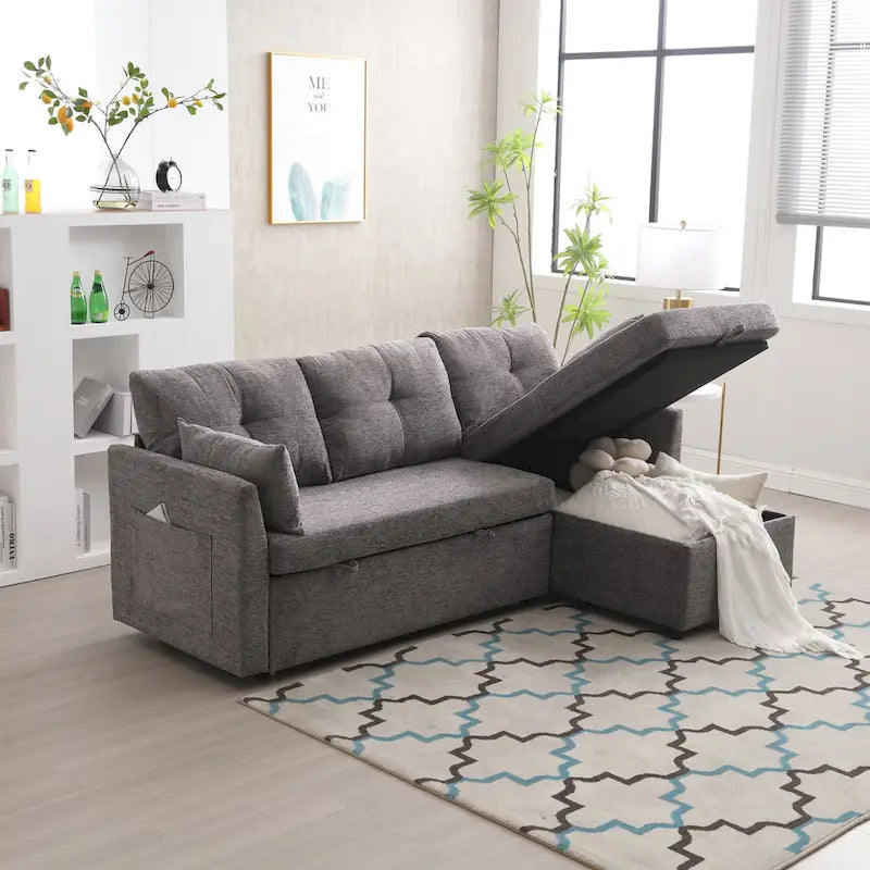 81.1 L-Shaped 3 Seater Sectional Sofa with Reversible Chaise, Storage Seats and Versatile Design