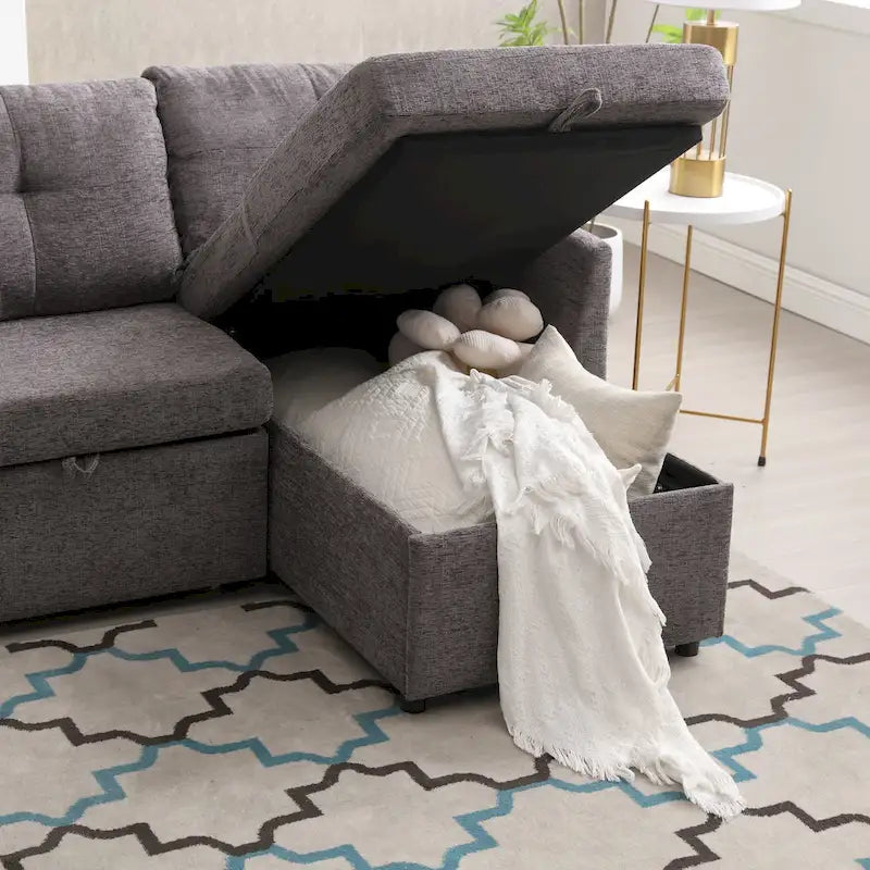 81.1 L-Shaped 3 Seater Sectional Sofa with Reversible Chaise, Storage Seats and Versatile Design