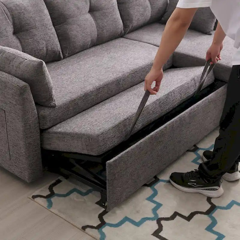 81.1 L-Shaped 3 Seater Sectional Sofa with Reversible Chaise, Storage Seats and Versatile Design
