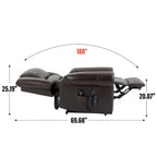 Brown Genuine Leather Power Lift Recliner with Heat, Massage, and USB Ports