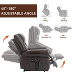 Brown Genuine Leather Power Lift Recliner with Heat, Massage, and USB Ports