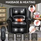 Brown Genuine Leather Power Lift Recliner with Heat, Massage, and USB Ports