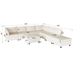 Beige 129 Convertible 8-Seater Modular Sofa with Storage