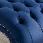 Blue 27.17 Buttons Tufted Chaise Lounge Chair with Nailheads