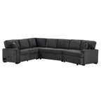 126 L-Shaped 6-Seat Sectional Sofa with Pull-Out Bed, USB Charging Ports, and Drop-Down Cup Holder Tables