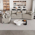 126 L-Shaped 6-Seat Sectional Sofa with Pull-Out Bed, USB Charging Ports, and Drop-Down Cup Holder Tables