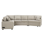 126 L-Shaped 6-Seat Sectional Sofa with Pull-Out Bed, USB Charging Ports, and Drop-Down Cup Holder Tables