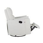 Beige Upholstered Swivel Rocker Recliner with Manual Recline, 360 Swivel, and Two Removable Cushions