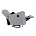 Beige Upholstered Swivel Rocker Recliner with Manual Recline, 360 Swivel, and Two Removable Cushions
