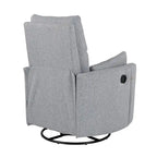 Beige Upholstered Swivel Rocker Recliner with Manual Recline, 360 Swivel, and Two Removable Cushions
