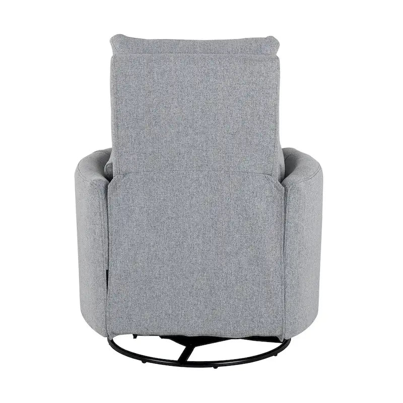 Beige Upholstered Swivel Rocker Recliner with Manual Recline, 360 Swivel, and Two Removable Cushions