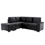 84.75 L-Shape 5 Seat Sectional Sofa with Pull-Out Bed, Storage Ottoman, Hidden Arm Storage & USB Charging