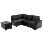 84.75 L-Shape 5 Seat Sectional Sofa with Pull-Out Bed, Storage Ottoman, Hidden Arm Storage & USB Charging