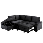 84.75 L-Shape 5 Seat Sectional Sofa with Pull-Out Bed, Storage Ottoman, Hidden Arm Storage & USB Charging