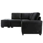 84.75 L-Shape 5 Seat Sectional Sofa with Pull-Out Bed, Storage Ottoman, Hidden Arm Storage & USB Charging
