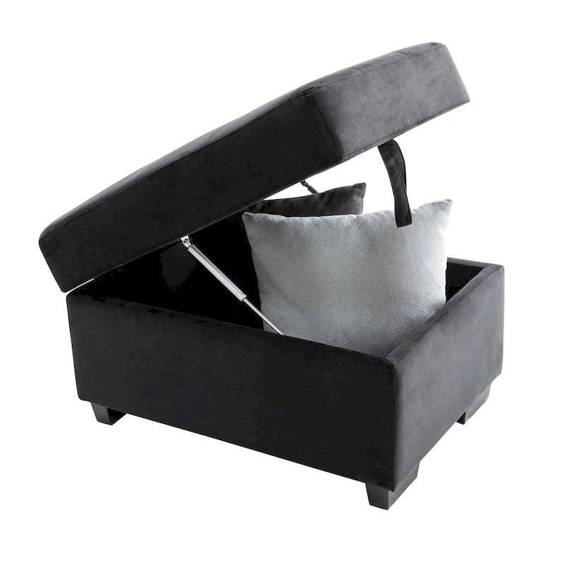 84.75 L-Shape 5 Seat Sectional Sofa with Pull-Out Bed, Storage Ottoman, Hidden Arm Storage & USB Charging