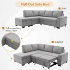 84.75 L-Shape 5 Seat Sectional Sofa with Pull-Out Bed, Storage Ottoman, Hidden Arm Storage & USB Charging