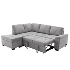 84.75 L-Shape 5 Seat Sectional Sofa with Pull-Out Bed, Storage Ottoman, Hidden Arm Storage & USB Charging