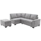 84.75 L-Shape 5 Seat Sectional Sofa with Pull-Out Bed, Storage Ottoman, Hidden Arm Storage & USB Charging