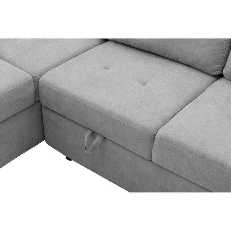 84.75 L-Shape 5 Seat Sectional Sofa with Pull-Out Bed, Storage Ottoman, Hidden Arm Storage & USB Charging