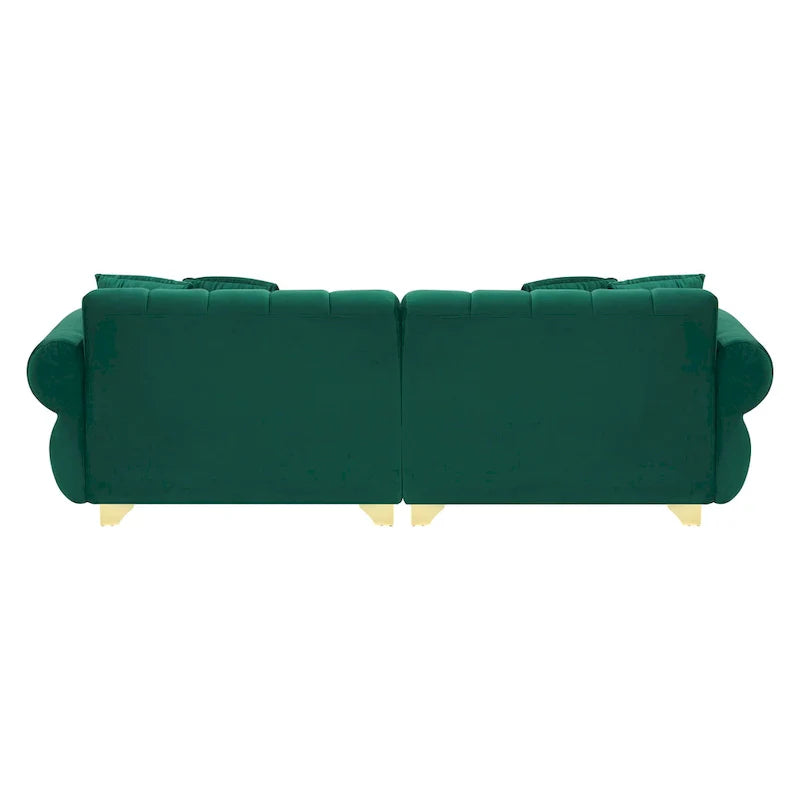 Green Velvet 3-seater Sofa with Spring-Wrapped Cushions