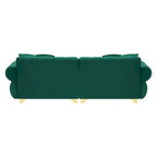 Green Velvet 3-seater Sofa with Spring-Wrapped Cushions