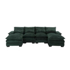 110.63 Modern U-Shaped Chenille 4 Seater Sectional Sofa with Double Cushions, 2 Chaise and High-Density Foam