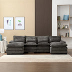 110.63 Modern U-Shaped Chenille 4 Seater Sectional Sofa with Double Cushions, 2 Chaise and High-Density Foam