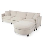 107.87 Removable Cushion 4-Seat Sectional Sofa with Movable Ottoman