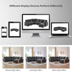Black 110 Modular Chenille 7-Seat Corner Sectional Sofa Set with 2 Pillows and Ottoman for Living Room or Apartment