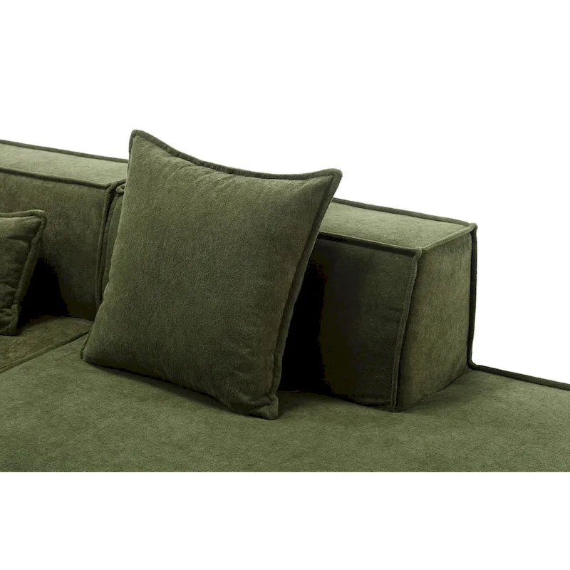 129.5 Minimalist Modular L-Shaped 4-Seat Sofa Set with Chaise