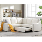 81.5 L-Shaped 5-Seat Sectional Sofa with Pull-Out Bed and 6 Cushions, Multifunctional Corner Couch for Living Area