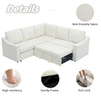 81.5 L-Shaped 5-Seat Sectional Sofa with Pull-Out Bed and 6 Cushions, Multifunctional Corner Couch for Living Area