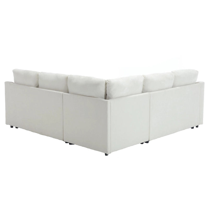 81.5 L-Shaped 5-Seat Sectional Sofa with Pull-Out Bed and 6 Cushions, Multifunctional Corner Couch for Living Area