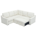 81.5 L-Shaped 5-Seat Sectional Sofa with Pull-Out Bed and 6 Cushions, Multifunctional Corner Couch for Living Area