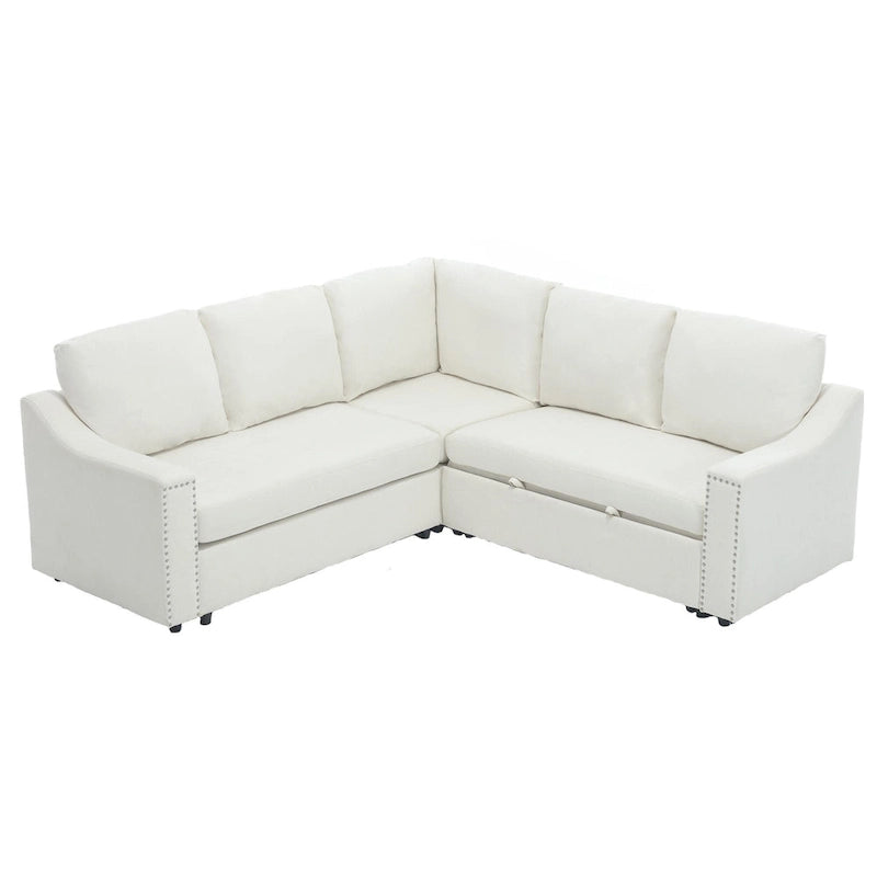 81.5 L-Shaped 5-Seat Sectional Sofa with Pull-Out Bed and 6 Cushions, Multifunctional Corner Couch for Living Area