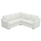 81.5 L-Shaped 5-Seat Sectional Sofa with Pull-Out Bed and 6 Cushions, Multifunctional Corner Couch for Living Area
