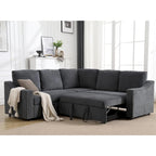 81.5 L-Shaped 5-Seat Sectional Sofa with Pull-Out Bed and 6 Cushions, Multifunctional Corner Couch for Living Area