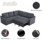 81.5 L-Shaped 5-Seat Sectional Sofa with Pull-Out Bed and 6 Cushions, Multifunctional Corner Couch for Living Area
